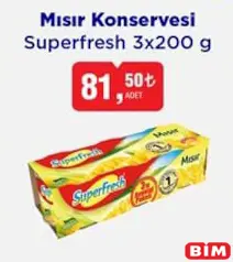 SUPERFRESH MISIR KONSERVESİ 3X200 G fiyat ve kampanya bilgisi